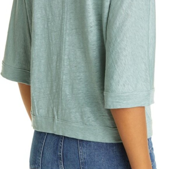 Club Monaco Green Linen Boxy Tee - Picture 4 of 7